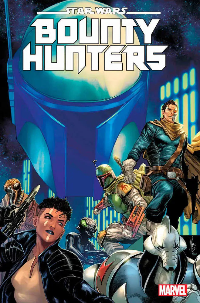Comic book cover for Star Wars: Bounty Hunters 37 featuring Jango Fett and action poses