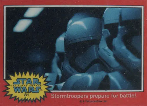 Close-up of Star Wars Stormtrooper helmets on Force Awakens trading cards