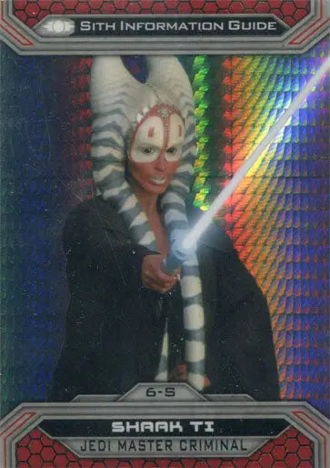 Alien character with tentacles wielding lightsaber on Star Wars Prism Refractor Base Card