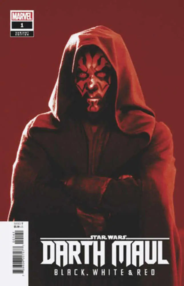 Marvel Comics cover featuring Darth Maul in hooded robe for trading cards collection