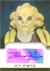 Alien-like creature with large head and eyes on Zachariah Jensen Autograph Card