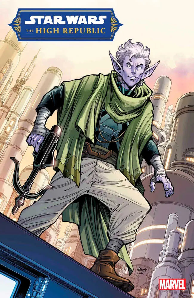 Alien humanoid in green robes with blaster, featured in Star Wars High Republic trading cards