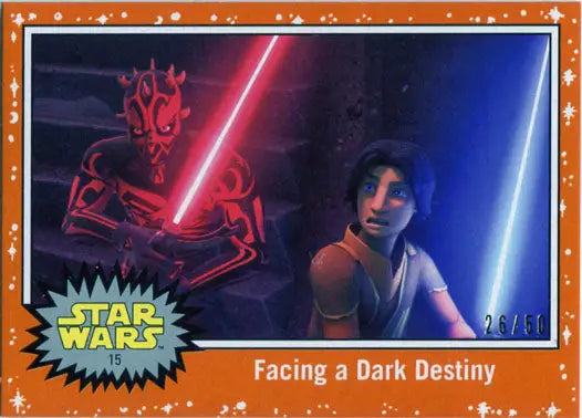 Star Wars parallel chase card featuring iconic lightsaber scene and characters