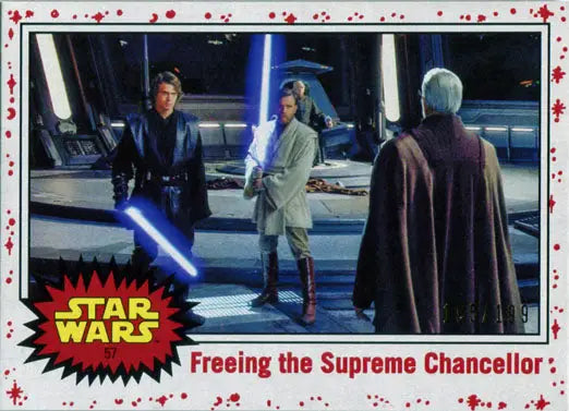 Star Wars Journey to Last Jedi parallel chase card featuring prequel trilogy characters in spaceship