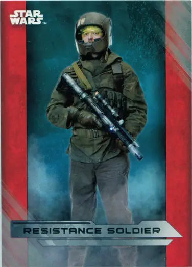 Resistance soldier from Star Wars in military gear on trading card collectible