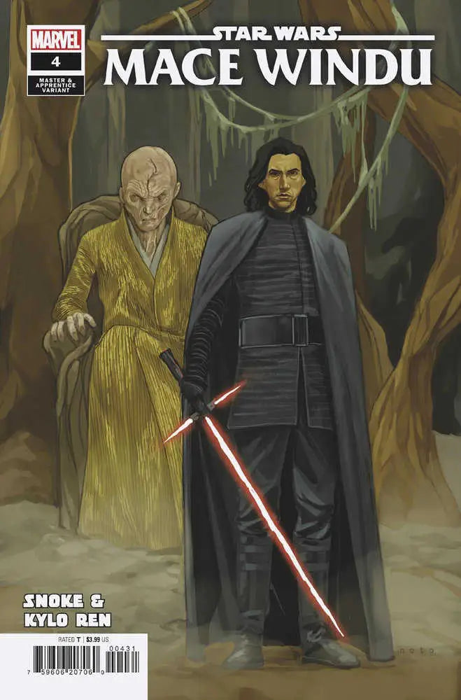 Comic book cover of Supreme Leader Snoke and Kylo Ren in Mace Windu variant design