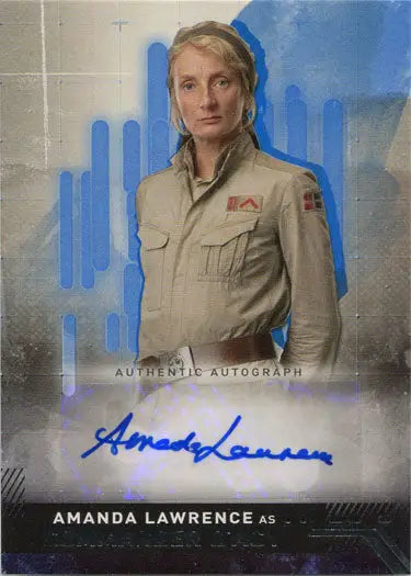 Autographed trading card of Amanda Lawrence as D’Acy from Star Wars Rise Skywalker