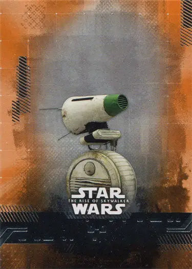Stylized droid with Star Wars logo on Star Wars Rise Skywalker Orange Parallel trading card