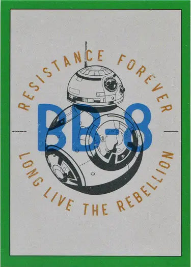 Stylized BB-8 illustration on Star Wars green parallel trading card from Rise of Skywalker