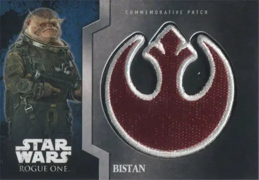 Commemorative patch card featuring Rebel Alliance starbird symbol from Star Wars Rogue One