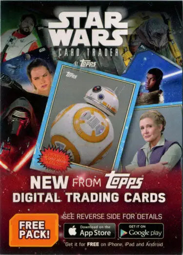 Star Wars Rogue One Digital Trading Cards Pack featuring BB-8 and chase card characters