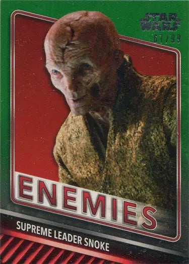 Alien-like humanoid with pale face in Star Wars Skywalker Saga Green Parallel chase card