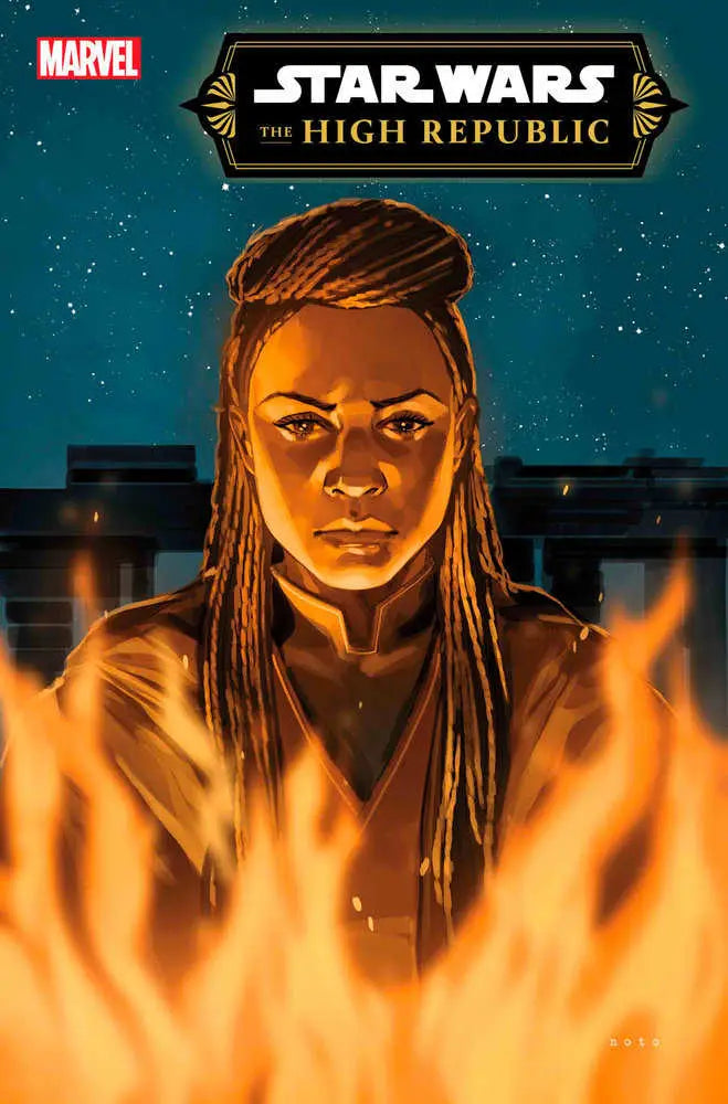 Dramatic Star Wars: The High Republic #7 comic cover with flames, perfect for trading cards