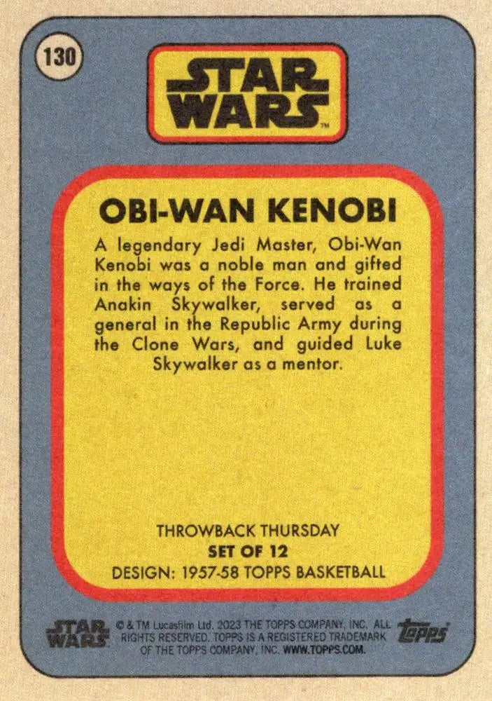 Star Wars Throwback Thursday 2023 Card #130 Obi-Wan Kenobi 1957-58 Topps Basketball - Star Wars Card Single