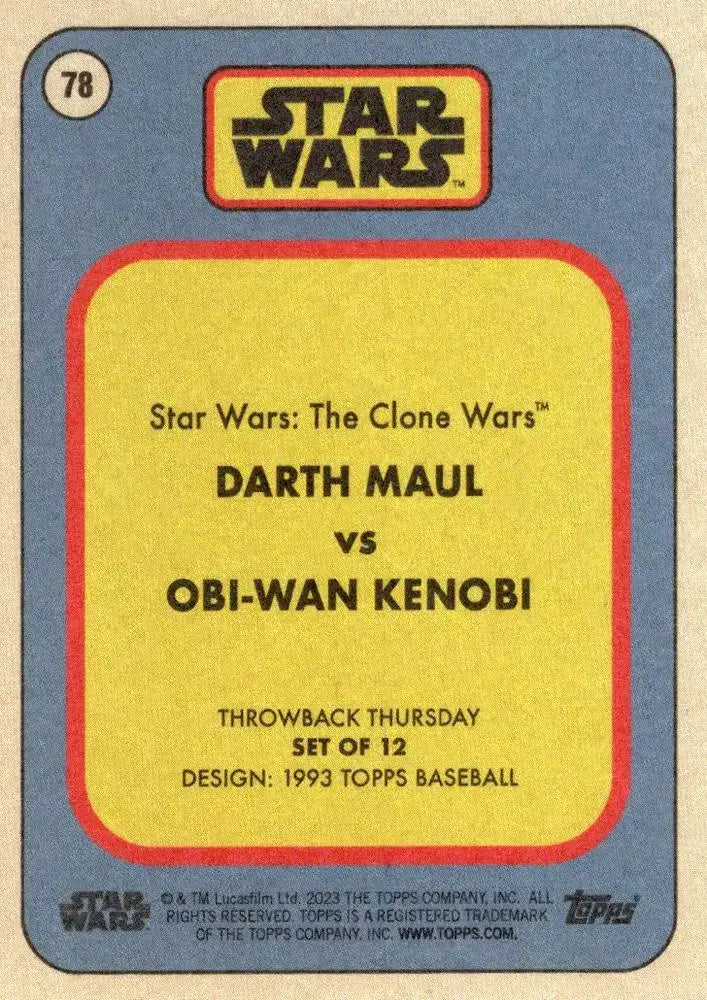 Star Wars Throwback Thursday 2023 Card #78 Darth Maul vs Obi-Wan Kenobi - Non-Sports Card Single