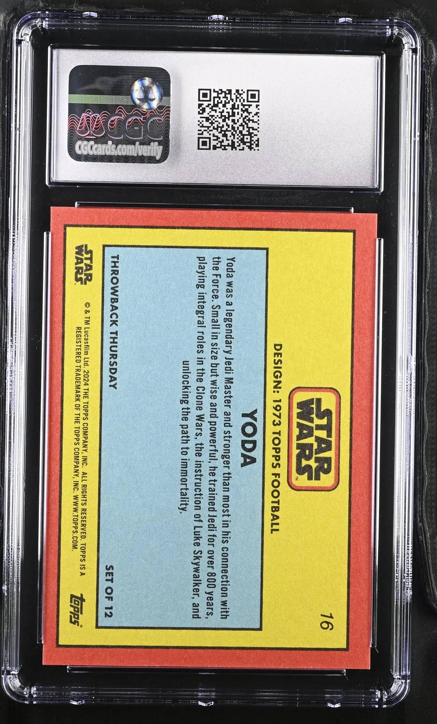 Graded Star Wars Throwback Thursday 2024 Card Yoda Bronze 07/10 CGC 10 Gem Mint