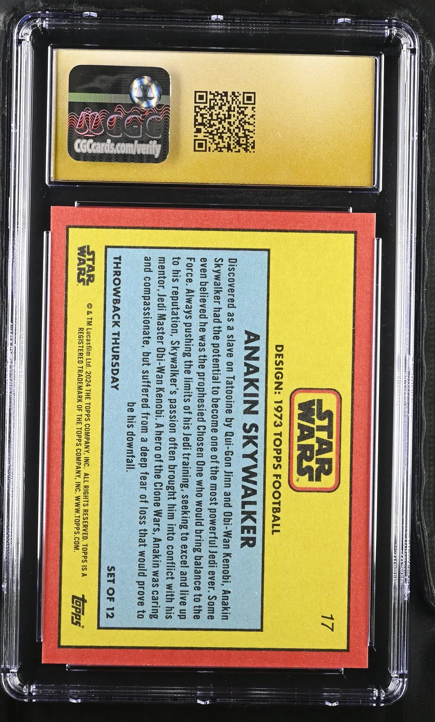 Graded Anakin Skywalker Star Wars trading card in pristine condition for collectors