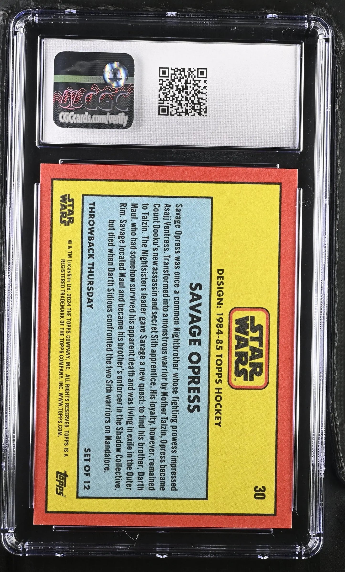 Graded Star Wars trading card Star Wars Throwback Thursday 2024 Gem Mint CGC 10