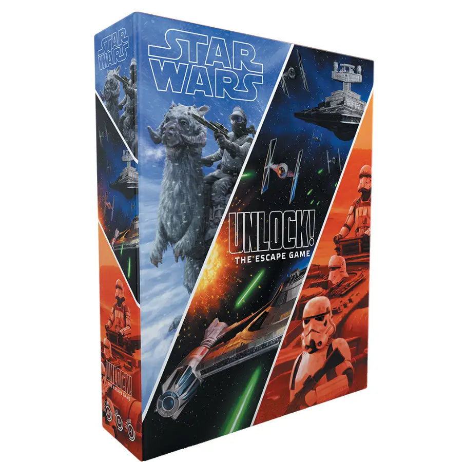 Star Wars UNLOCK escape game box featuring Star Wars theme and immersive puzzles