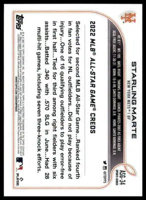 Starling Marte 2022 Topps Update 2022 MLB All-Star Game #ASG-34 New York Mets - Baseball Card Single