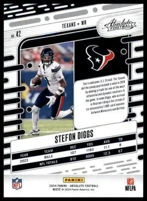 Stefon Diggs 2024 Panini Absolute Retail #42 Houston Texans