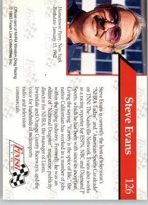 Steve Evans - 1993 Finish Line NHRA - #126 - Racing - Racing Card Single