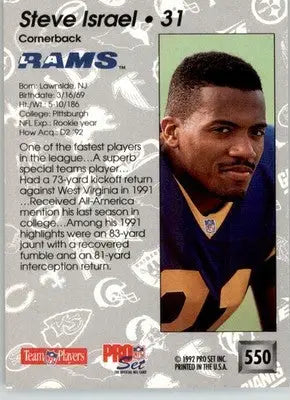 Steve Israel - 1992 Pro Set - #550 - RC Football - Football Card Single