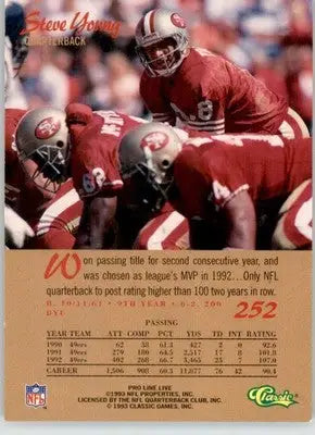 Steve Young - 1993 Pro Line Live - #252 - Football - Football Card Single