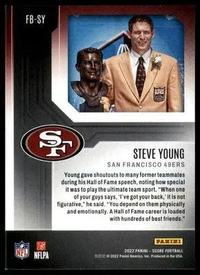 Steve Young 2022 Score First Ballot #FB-SY San Francisco 49ers - Football Card Single
