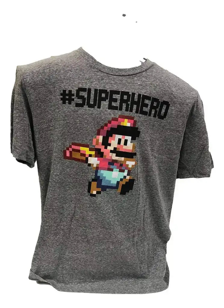 Super Mario Brothers #Superhero T-Shit Grey (X-Large) - Apparel