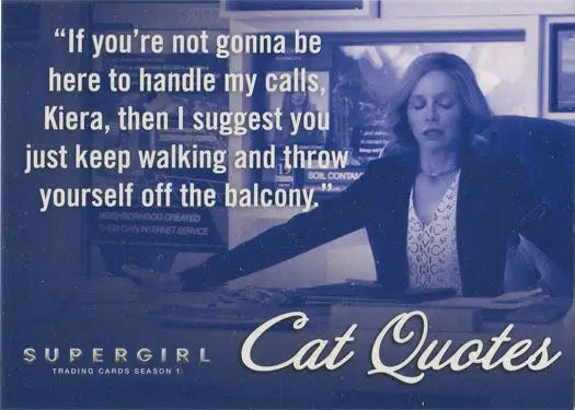 Cat Quotes Chase Card CQ07 featuring a quote from Supergirl in an office setting