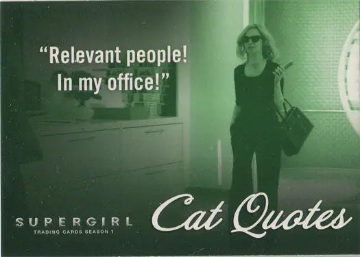 Trading card showcasing Cat Quotes Chase with woman in business attire and quote