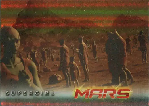 Group of humanoid figures on reddish landscape for Supergirl Season 1 Rainbow Foil Board