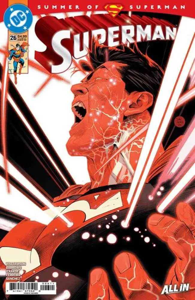 Superman #26 Cover A Dan Mora comic featuring red kryptonite artwork