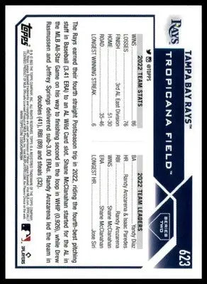 Tampa Bay Rays 2023 Topps #623 Tampa Bay Rays - Baseball Card Single