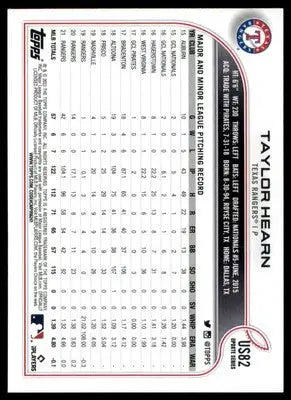 Taylor Hearn 2022 Topps Update #US82 Texas Rangers - Baseball Card Single