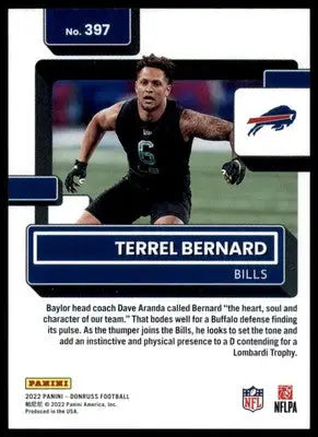 Terrel Bernard Rookie 2022 Donruss #397 Buffalo Bills - Football Card Single