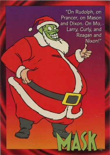 Green-faced Santa character from The Mask animated series promo card S-1