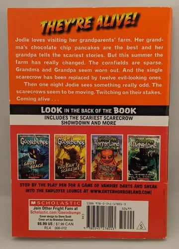 Paperback horror book The Scarecrow Walks at Midnight from Classic Goosebumps on store shelf