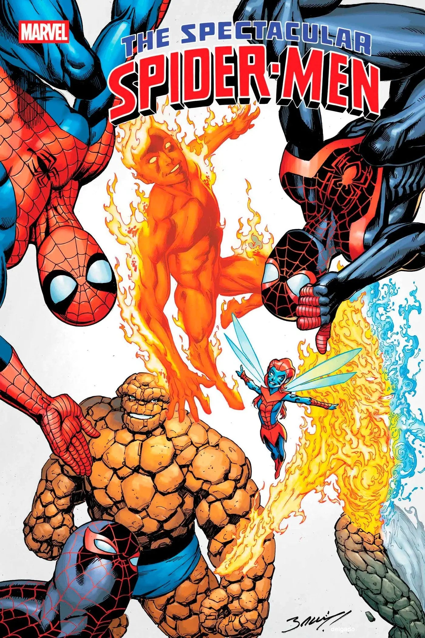 Comic book cover of The Spectacular Spider-Men #15 featuring a super hero illustration