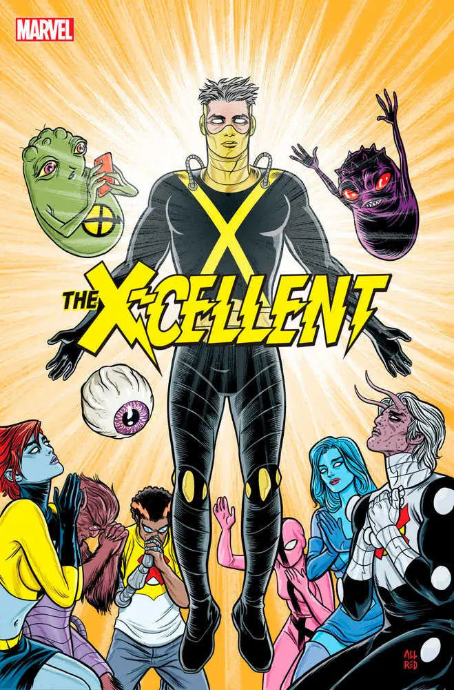 Comic book cover of The X-Cellent 5 featuring superhero in black X-suit with colorful characters