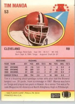 Tim Manoa - 1990 Fleer - #53a - AFC Logo Left-shifted RC - Football Card Single