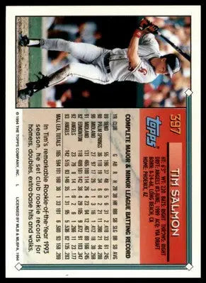 Tim Salmon 1994 Topps #397 California Angels - Baseball Card Single