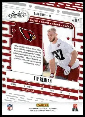Tip Reiman Rookie 2024 Panini Absolute Retail #167 Arizona Cardinals - Football Card Single