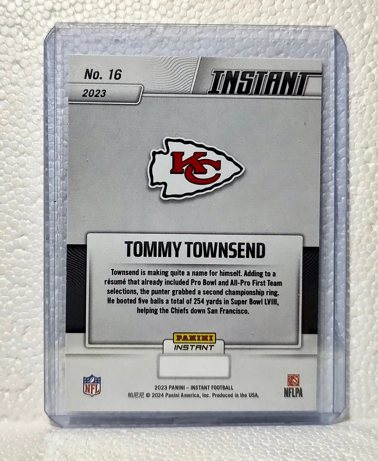Tommy Townsend 2023 Panini NFL Superbowl Champions #16 Card Kansas City Chiefs