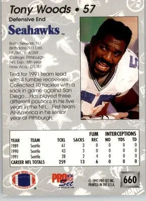 Tony Woods - 1992 Pro Set - #660 - Football - Football Card Single
