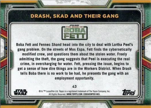 Drash and Skad scene from Topps 2022 Star Wars Boba Fett Purple Parallel Trading Card