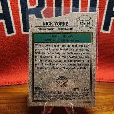 Topps 2025 Bowman Chrome Nick Yorke ROY-14 RC Rookie of the Year Favorites - Baseball Card Single