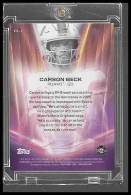 Topps 2025 Bowman University Chrome CASE HIT Dean’s List Carson Beck #DL-4 Miami - Football Card Single