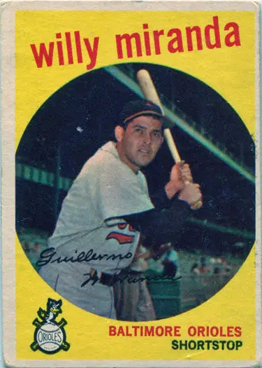 Vintage Topps Baseball 1959 Base Card 540 Willy Miranda Baltimore Orioles shortstop